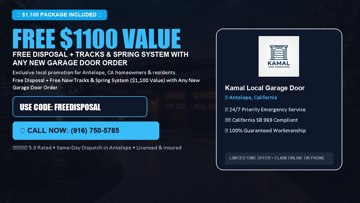 Free Disposal + Free New Tracks & Spring System with Any New Garage Door Order ($1100 Value) in Antelope, CA